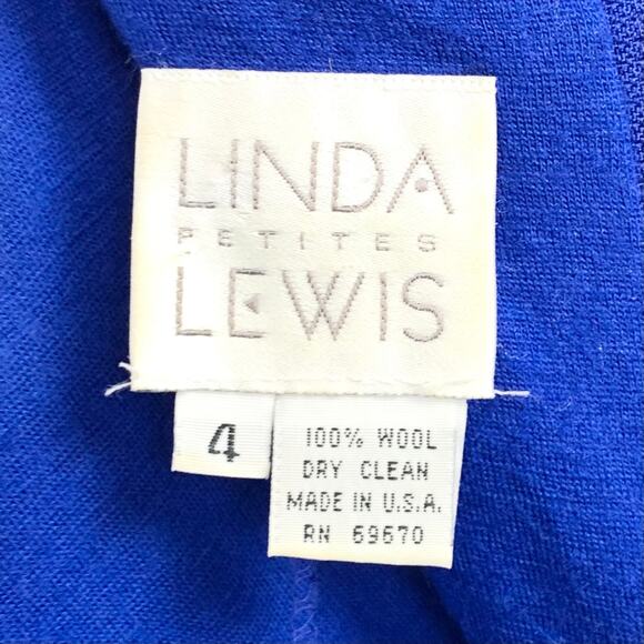 Vintage Linda Lewis Petites Wool Dress Colorblock Fit Flare Long Sleeve Small - Picture 3 of 10